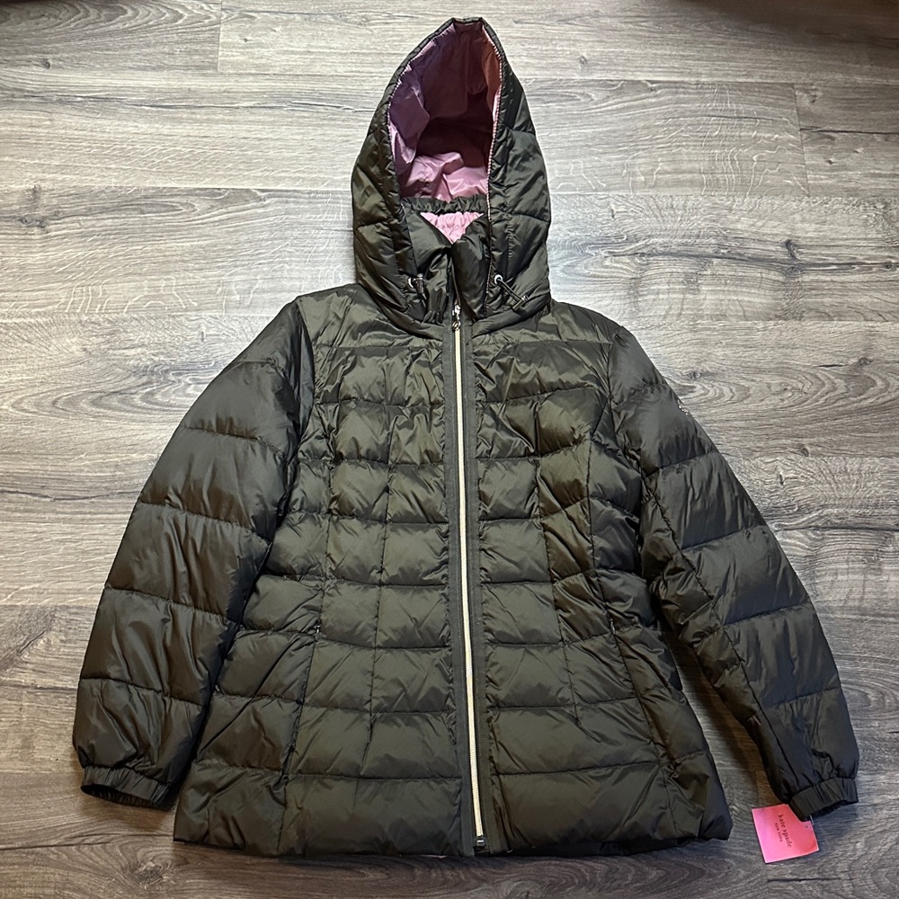 Kate Spade Olive Green Down Puffer Jacket